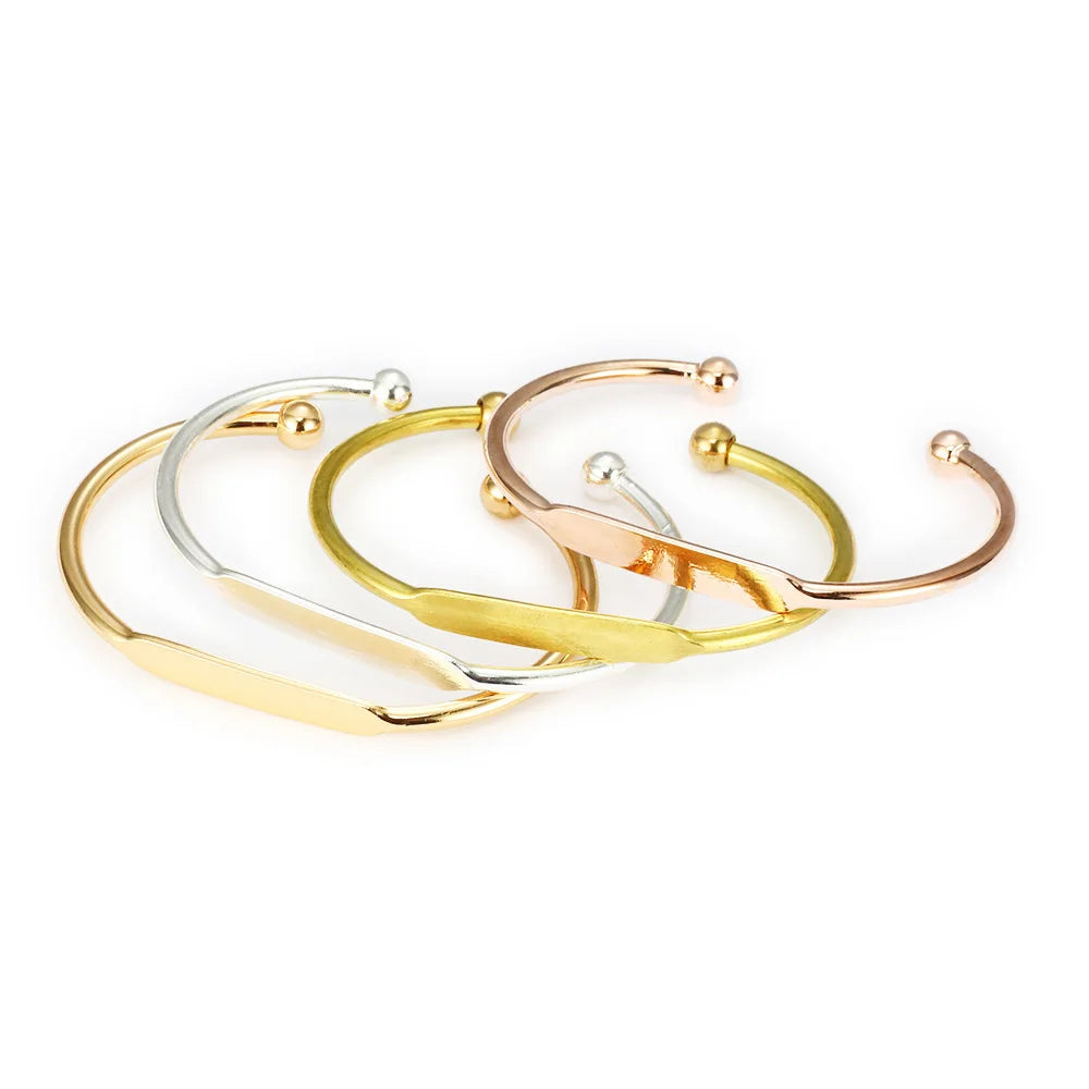 Gold Plated Bracelet Copper Glossy Silver Blank Metal Brass Cuff Bangles Bracelet for Women Gifts Jewelry Making