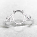 Sterling Silver 8*10mm Semi Mount Ring Empty Frame Blank Support Setting S925 Base Holder Without Center Stone for DIY Inlay