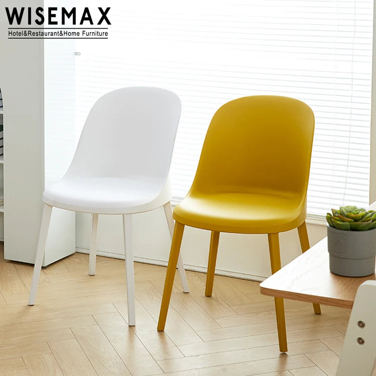 WISEMAX FURNITURE Modern Dining Room Furniture Round Cushion Cheap Dining Chair Light PP Plastic Chair Without Arm