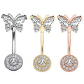 Gaby stainless steel double mount  belly bar butterfly belly button rings belly ring  Body Piercing sexy Jewelry