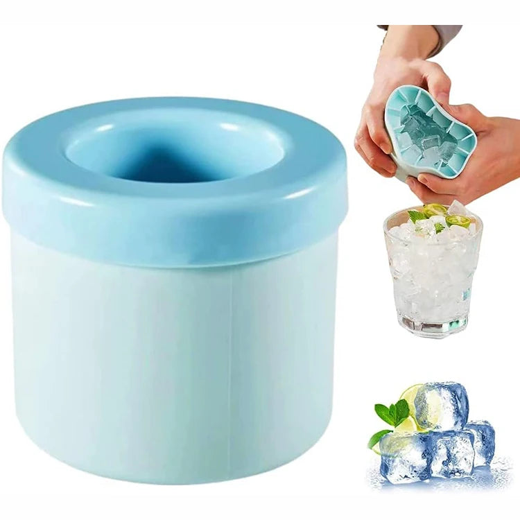 Flexible 3D Press-Type Easy-Release Reusable Freezer 60 Ice Block Maker Cup BPA Free Cylinder Silicone Ice Cube Mold