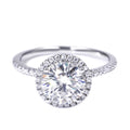 TIANYU GEMS Classic 14k Pure Gold Solitaire Halo Engagement & Wedding Ring for Women with Prong Set Moissanite