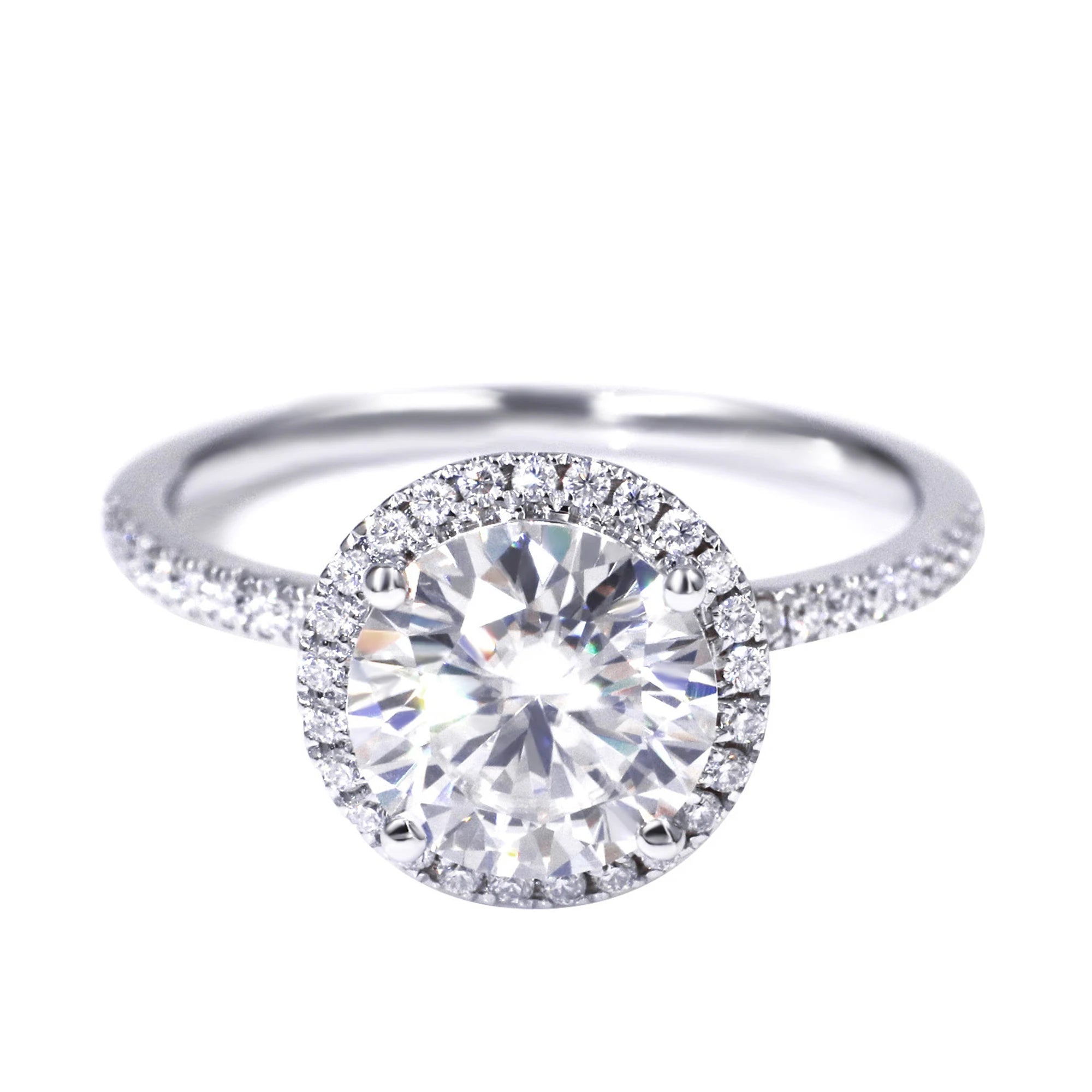 TIANYU GEMS Classic 14k Pure Gold Solitaire Halo Engagement & Wedding Ring for Women with Prong Set Moissanite