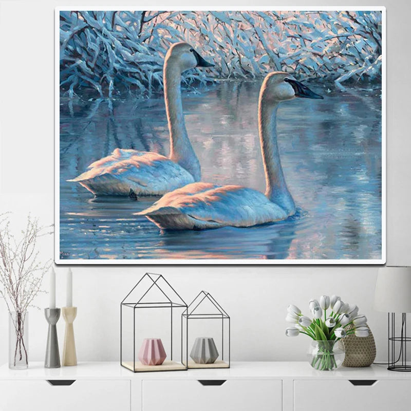 Swan DIY Diamond Painting 5D Full Square/Round Animal Canvas Drills Home Decor Crafts Art Embroidery Accessory Adult Kits Gifts