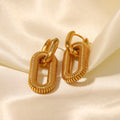 Statement Stainless Steel 18K Gold Plated Chain Shape Punk Style Drop Earrings for Women Party & Wedding Fashion Jewelry