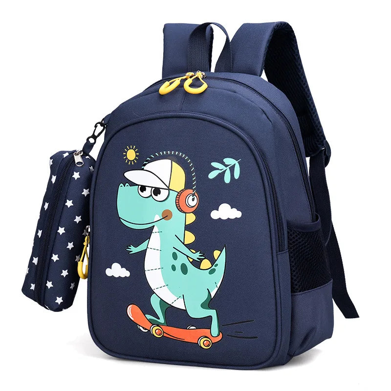 Cartoon Dinosaur Anti-Lost School Bag for Kids Cute Toddler Backpack with Animal Prints Fashionable Kindergarten Schoolbags