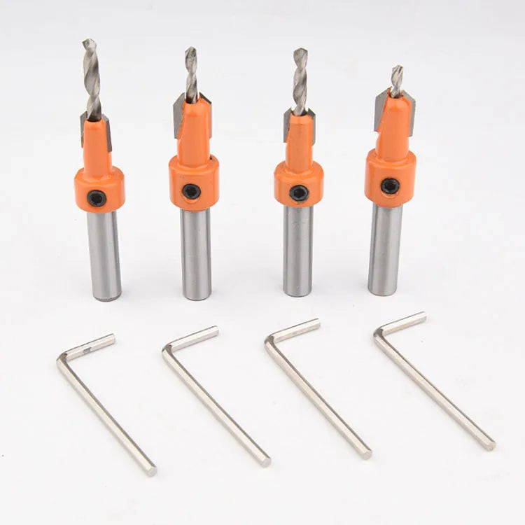 6Pcs Set TCT Countersink Bits YG8 Drill Bit Alloy Head Taper Hole Drill Step Drill Screw Bit