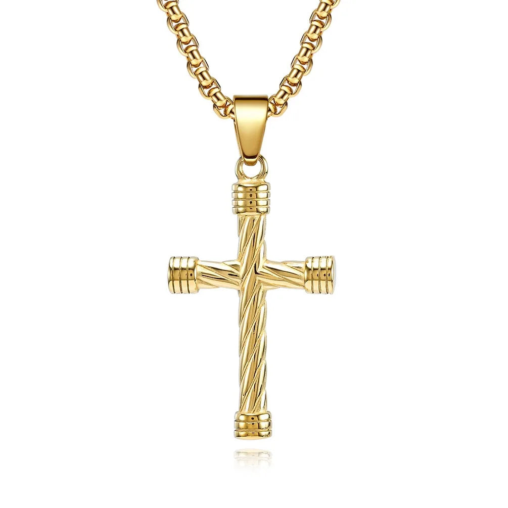 New Arrival Men's Titanium Steel Pendant Fried Dough Twists Stainless Steel Cross Hip Hop Retro Aggressive Creative Anniversary