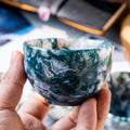 Ying Lai Jewelry Natural Stones Hand Carved Polished Crystals Shape Moss Agate Witchcraft Supplies Crystal Bowl Small Cups