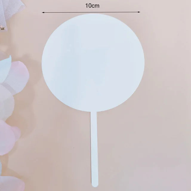 Blank Custom DIY Acrylic Happy Birthday Pink Clear Cake Topper Acrylic Plate for Wedding Birthday Party Cake Decor