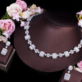 Shining 2 Pcs Luxury CZ Wedding Jewelry Sets Brides White Gold Plated Party Accessories Drop Earrings and Necklace for Ladies