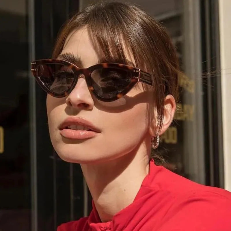 UNOC 2023 New Trend Elegant Futuristic Sunglasses Cat Eye Retro Small Frame UV400 Protection White Blue for Women and Men