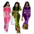 New Arrival 2024 Fall Winter Women's Clothing Two Piece Jogger Set Sport Zip up Tracksuit Women Velvet Sweatsuit