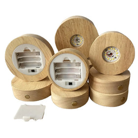 Wholesale Natural Healing Crystal Gemstone Wooden LED Light Display Stand Night Lamp Base for Decoration