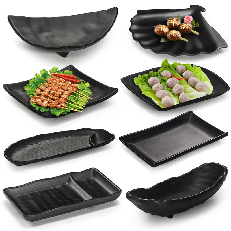 Rectangular Black Matte Colored Melamine Black Plates Slate Plate
