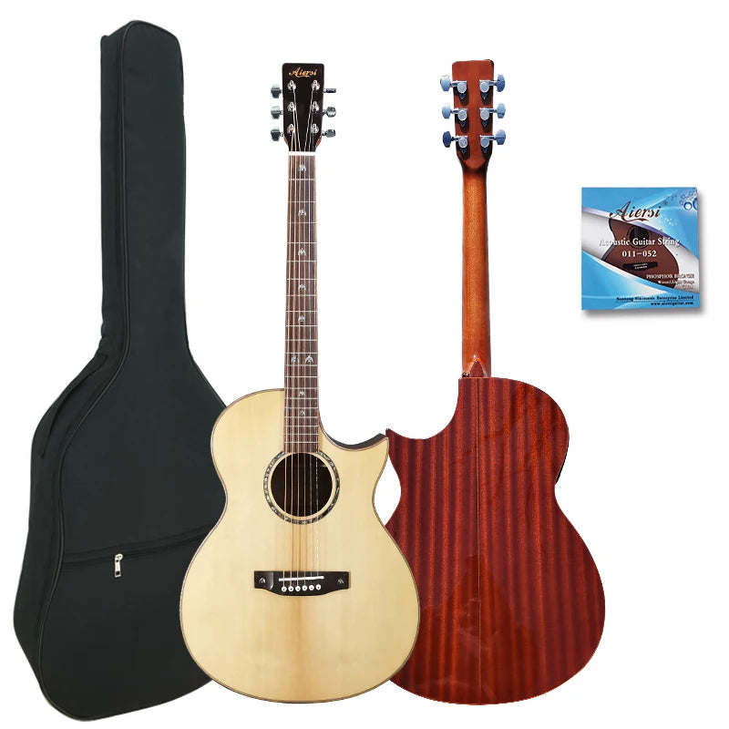 Aiersi Professional Available New Developed High Quality Solid Top Folk Guitar for Sale