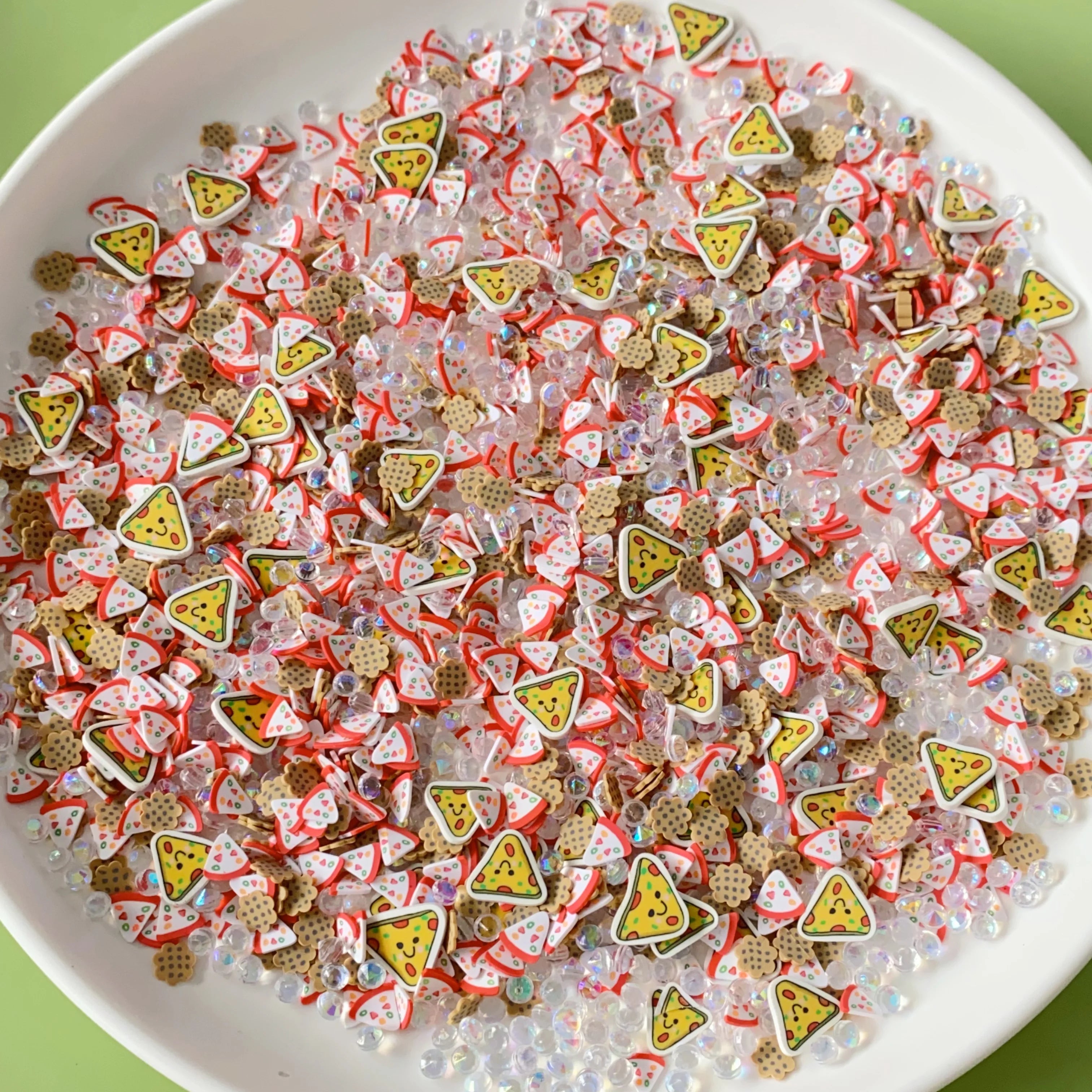 1kg Artificial Pizza Cookie Biscuit Bead Polymer Colorful Craft Tiles For Custom Designs