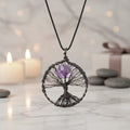 Wholesale Tree of Life Healing Crystal Stone Pendant Handmade Copper Wire Wrapped Round Stone Pendant for Unisex