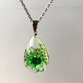 Wholesale Real Dried Flower Pendant Stainless Steel Jewelry Star Flower Lace Flower Clear Resin Necklace