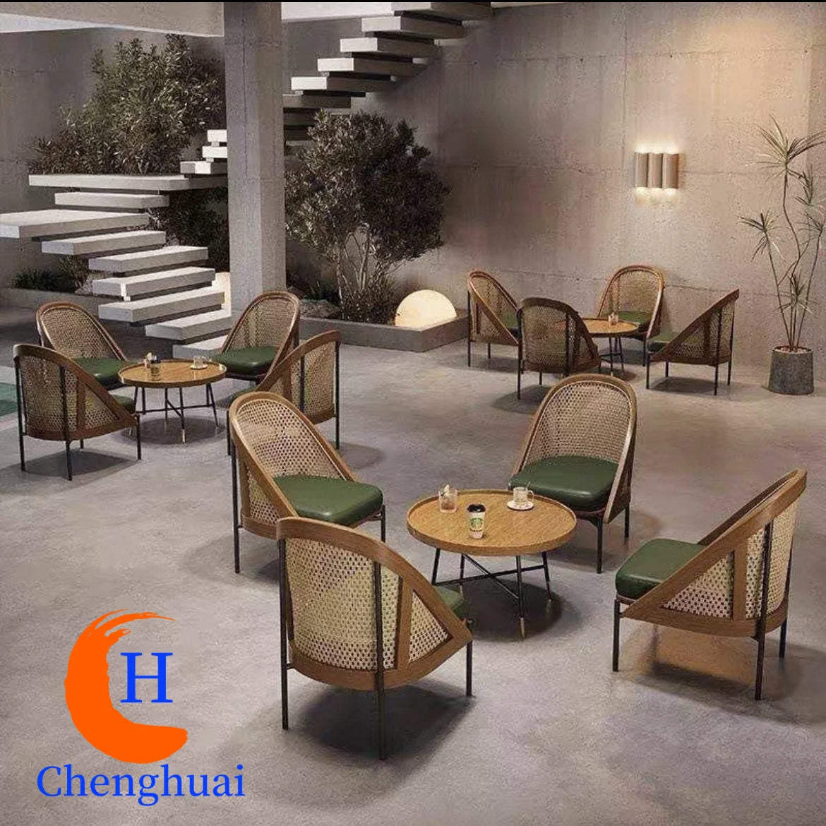 Nordic Style Milk Tea Cafe Wooden Table and Chair Set Restaurant Furniture Wooden Dining Table and Chair Set Coffee Table Set MegaBDM
