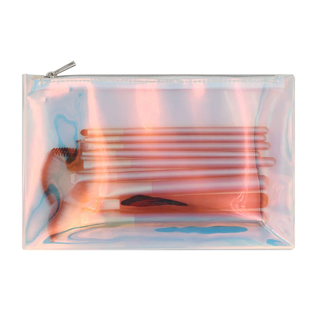 Travel Gifts Waterproof Holographic Clear Makeup Bag Pouch for Cosmetic Toiletry Pencil Brush Makeup Organizer Bags Zipper Pouch