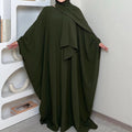 LM014 Butterfly Abaya Hijab 2 Pieces Set Batwing Sleeves Ironfree Nursing Friendly Plus Size Muslim Women Prayer Dress Modest MegaBDM