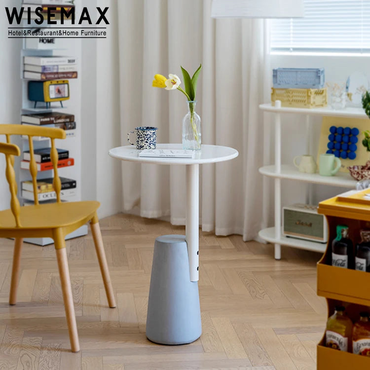 WISEMAX FURNITURE Cafe Shop Restaurant Furniture Simple Design Metal Bed Side Table Round Small Coffee Table Sofa End Table
