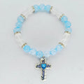 LC20250447 Wholesale Fashion Handmade Women Men Girl Lucky Crystal Glass Beaded Cross Charm Stretch Bracelet