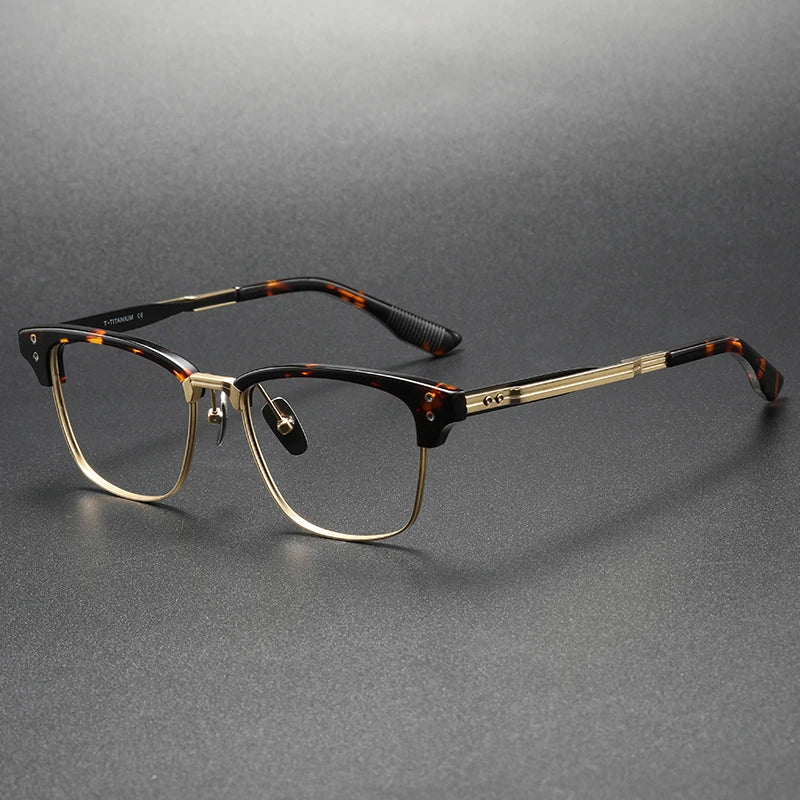DTX132 Square Titanium Optical Eyeglasses Classic Tortoise Luxury Eyeglasses Frames Elite High Quality Eyewear