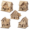 Small Wooden House Ornaments with Warm Lights Christmas Decoration Mini Wood Crafts Figurines Shengchang Brand Home Table Decor