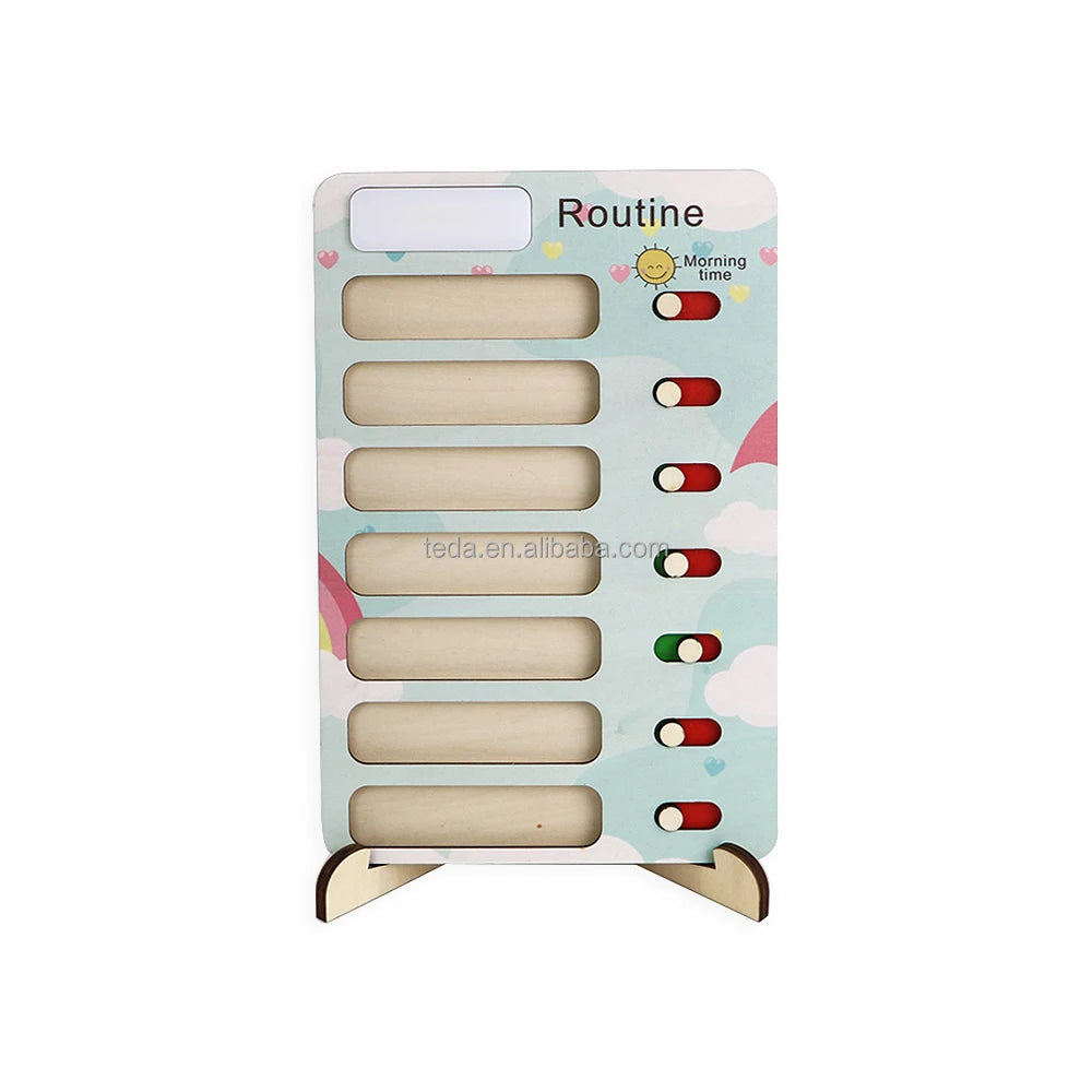 Factory Selling Visual Schedule Kids-Toddler Routine Chart Wood Montessori Daily Routine