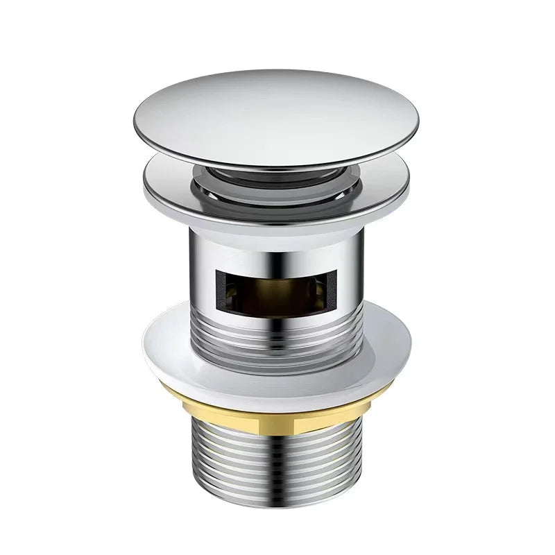 Modern Design Universal Chrome Plate Brass Sink Basin Waste Drain Click Clack Pop-up Drainer with Overflow for Bathrooms