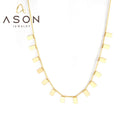 Ason Fashion Exquisite Geometric Design Personality Square Charm Necklace Ladies 18k Gold Plated Jewelry Necklace Wholesale