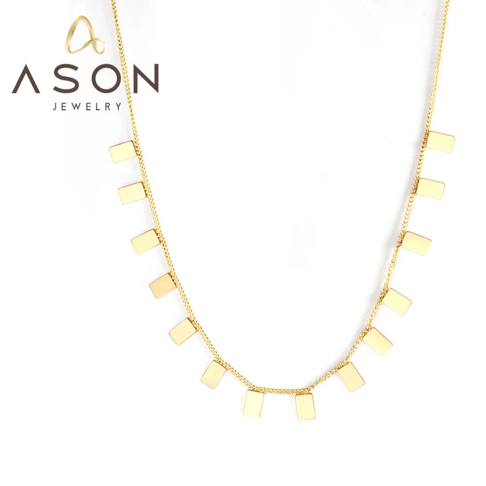 Ason Fashion Exquisite Geometric Design Personality Square Charm Necklace Ladies 18k Gold Plated Jewelry Necklace Wholesale
