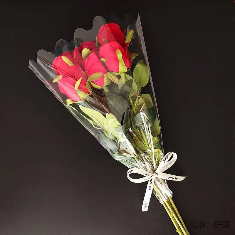 Spot Specialty Paper Flower Bundle Bag with Wavy Edge High Transparency Dust Prevention Recyclable & Eco-Friendly