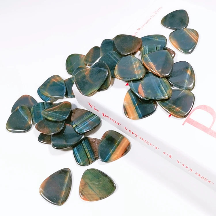 DIY Crystal Guitar Plectrums New Design Blue Tiger Eye Guitar Picks Custom