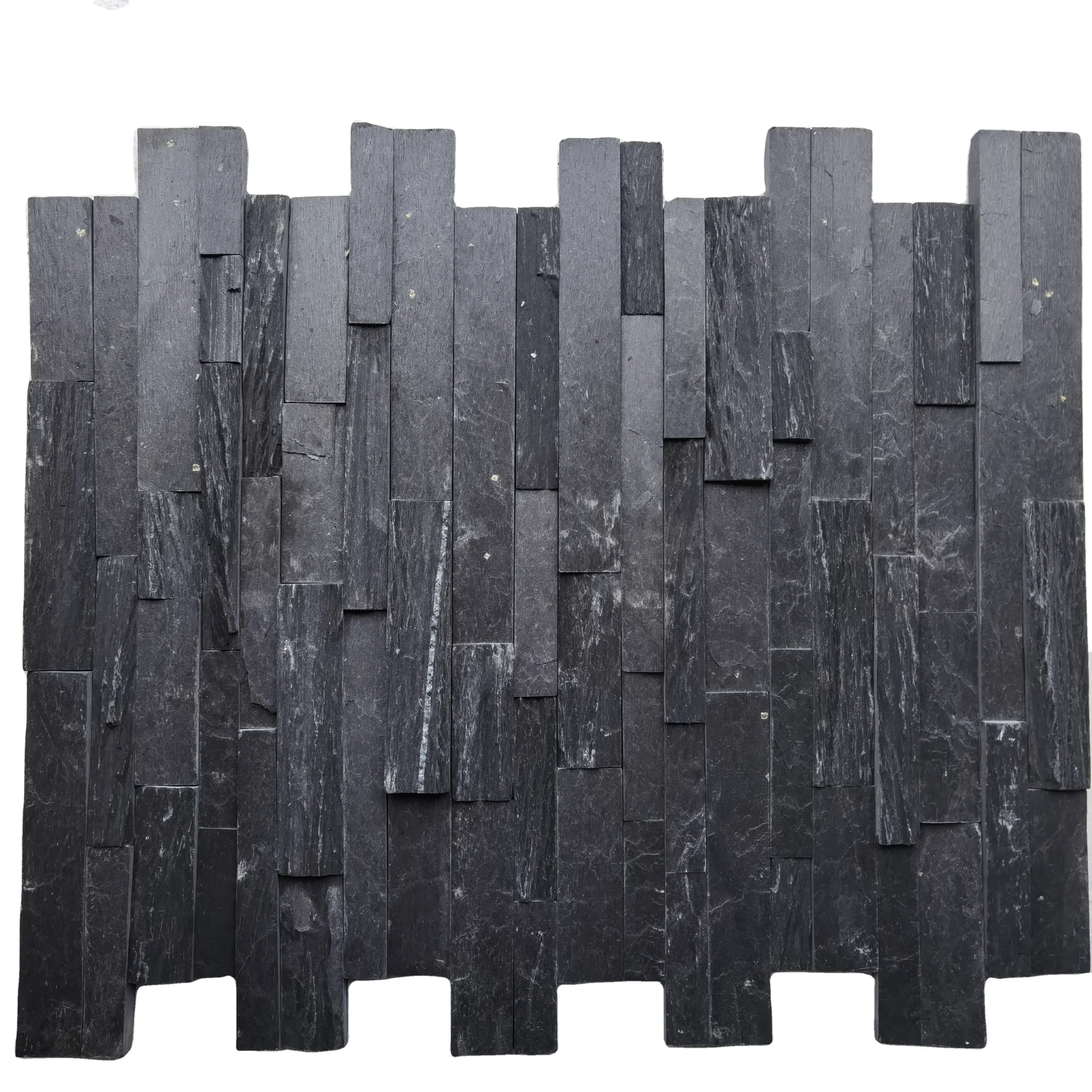 SHUNLEI SLCS Black Split Modern Antacid Resistant Incombustible Long-Lasting Slate Stone Wall Cladding Veneer Landscape Decor