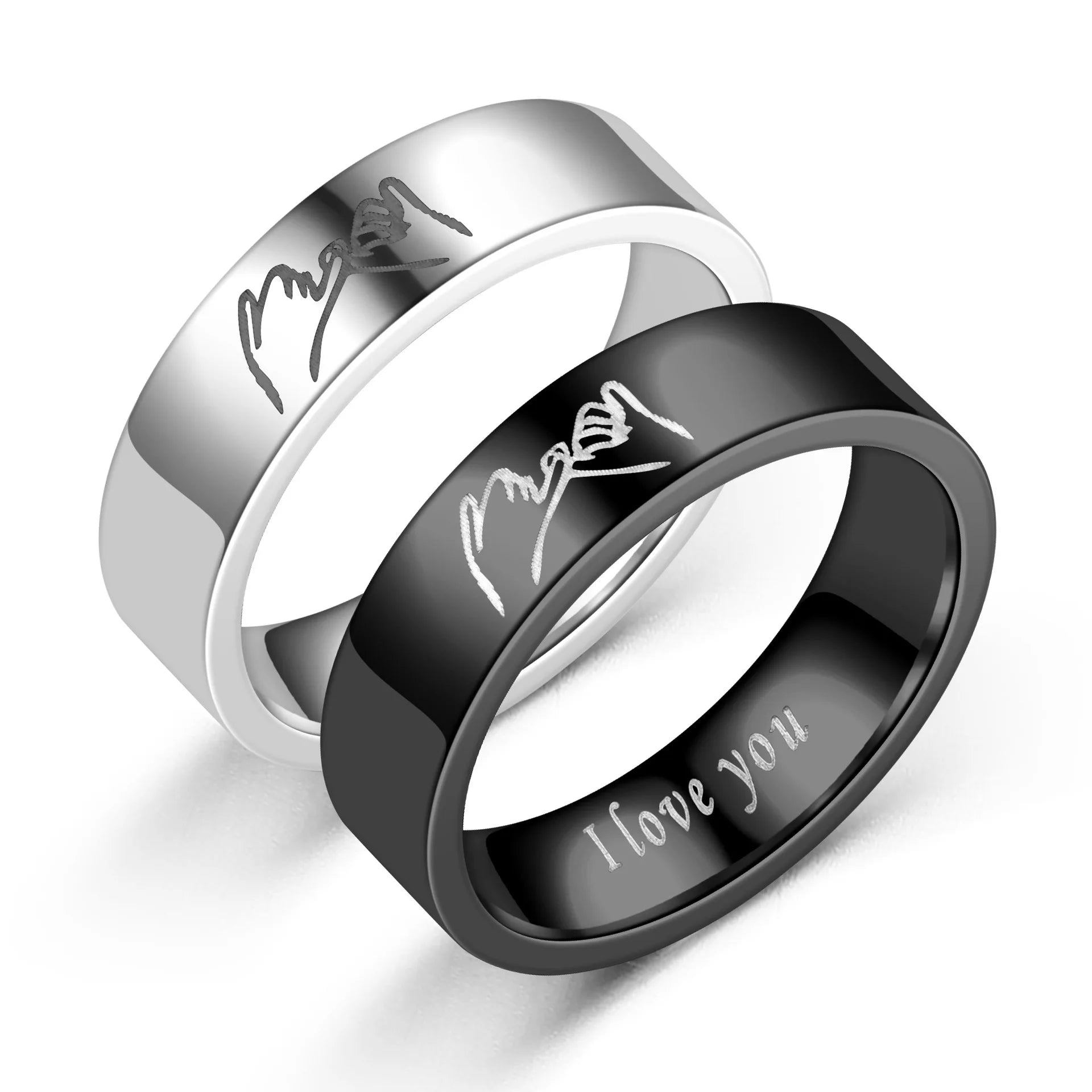 Wholesale Vintage Simple Stainless Steel Fashionable Couple Promise Ring Lovers Pattern the Hands Ring for Couple Wedding