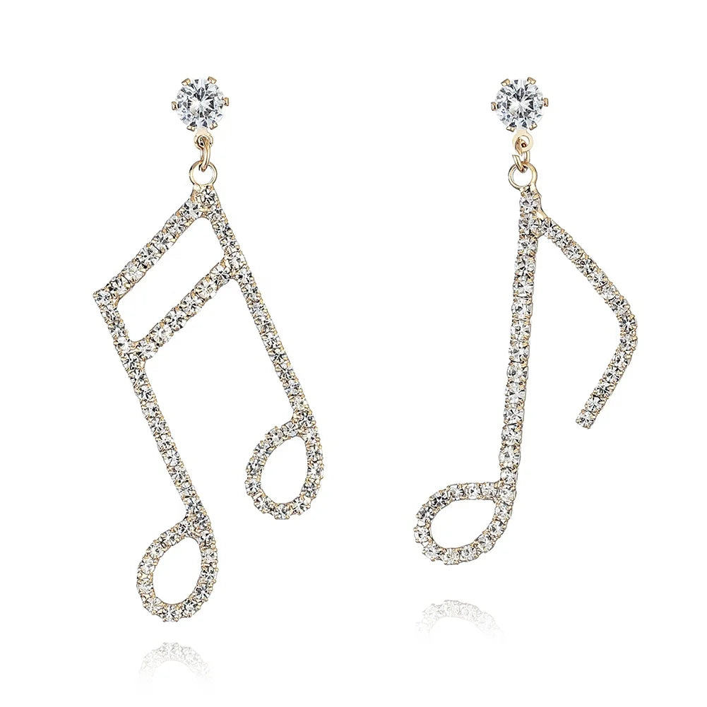Classic Style Brass Musical Note Shape Drop Earrings Fashionable Key Pattern Girls' Wedding Party Engagement Perfect Gift