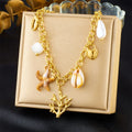 18k Pvd Gold Plated Ocean Beach Coral Pendant Necklace Non Tarnish Stainless Steel Starfish Shell Charm Necklace for Women
