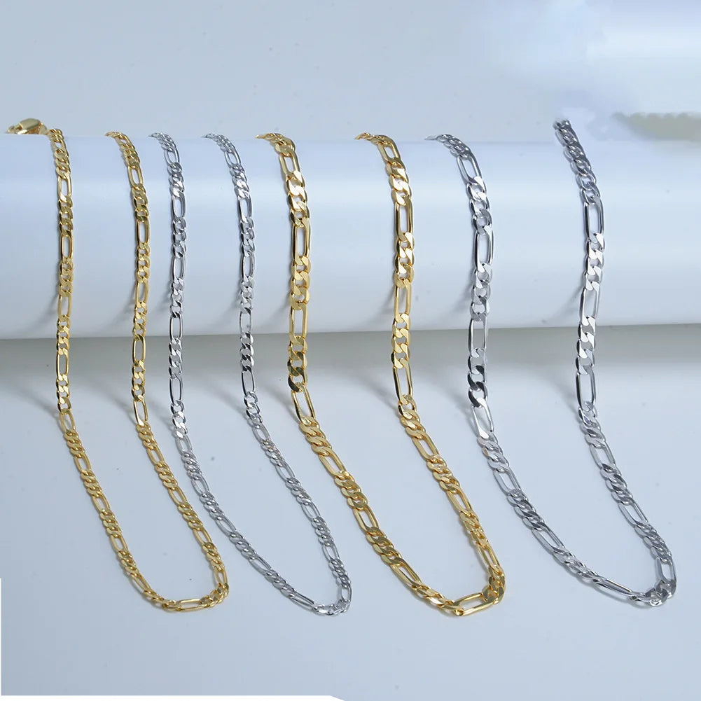 Fashion Jewelry Wholesale Italian S925 Sterling Silver Figaro Necklace 5MM Thick Stacked Clavicle Unisex Chain