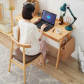 Nordic Simple Design Home Study Computer Desk Small Flat Rectangular Workstation with Solid Wood and Metal Drawers