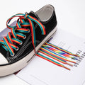 Wholesale Six-Color Gradient Flat Shoelaces Rainbow Pattern Casual Sneaker Shoes 8mm Width Cross-Border Made Durable Polyester