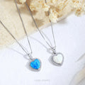 Luster Jewelry 925 Sterling Silver Blue Fire Opal Heart Pendant Necklace for Women Fashion Jewellery