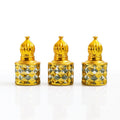Middle Eastern Style Empty Refillable Mini Vintage 8ml Golden Glass Roller Perfume Bottles with Screen Printing and Roll on Cap