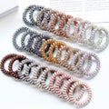 Wholesale Custom 6cm Packs Telephone Nude Color Checker Leopard Phone Cord Coil Hair Bands Elastic Spiraled Hair Ties for Adults
