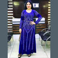 Custom Women's Blue Rhinestone Kaftan Abaya Dress Custom Luxury Dubai Luxury Evening Celebration Kaftan Muslim Dress
