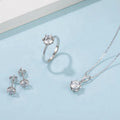 T01A Abiding 925 Sterling Silver Jewelry Set Round White Moissanite S925 Solitaire Ring Earrings Necklace 3 Piece Jewelry Set