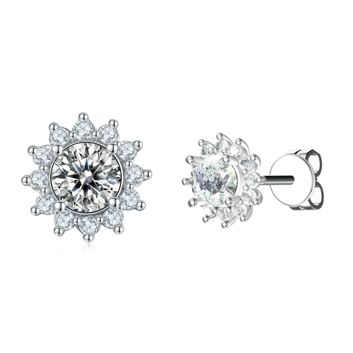 Abiding Jewelry Custom Earings Jewellery Wholesale Fashion Flower Trend S925 Silver 1CT Moissanite Diamond Earrings