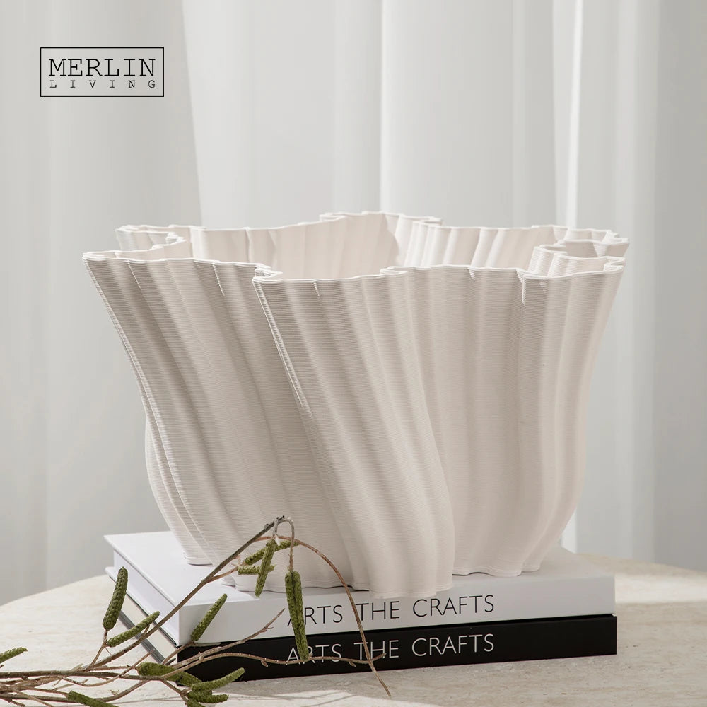 Merlin Living 3D Printed Vase Nordic Vase Home Decor Living Room Decoration Table Vase Flower Chaozhou Ceramic Factory Wholesale